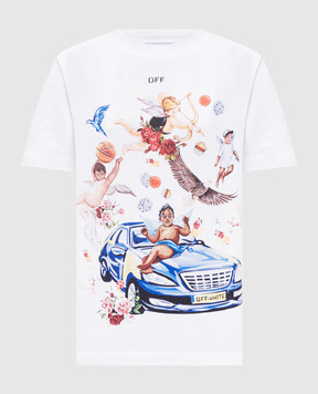 Off-White Белая футболка с принтом OMAA027S25JER003