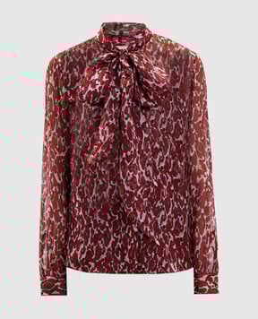 Saint Laurent Бордовая блуза Lavallière из шелка 842861Y4J35