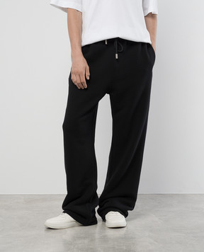 Off-White Черные спортивные брюки с вышивкой логотипа монограммы OMCH054C99FLE002