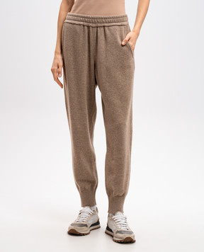 Brunello Cucinelli Бежевые спортивные штаны из кашемира M12723089