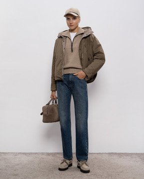 Brunello Cucinelli Коричневая двухсторонняя пуховая куртка с шерстью и шелком MG5307729