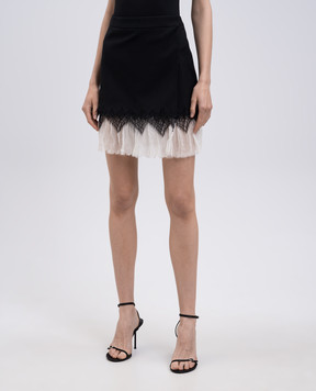 Alexander McQueen Черная юбка на запах из шерсти и шелка 830083QJADK