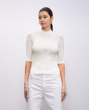 Twinset Білий топ з металевою емблемою логотипа 251TP3011