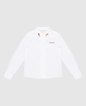 Dolce&Gabbana Дитяча біла блуза з вишивкою логотипа L56S14FU5WJ6