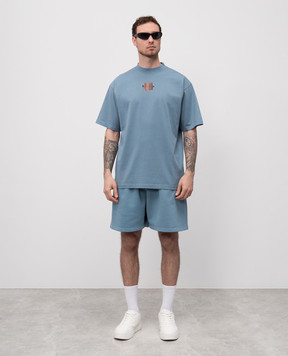 Balenciaga Голубые шорты с вышивкой логотипа 826385TSVG6