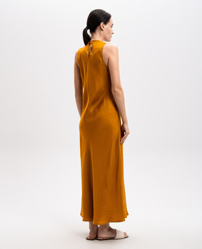 Asceno Коричнева сукня міді Valencia із шовку D020F03C431