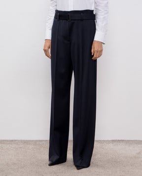 Brunello Cucinelli Синие брюки из шерсти с цепочкой мониль MB166P8692