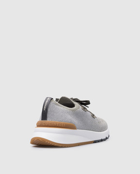 Brunello Cucinelli Сірі кросівки з фактурним логотипом MZUKISO250