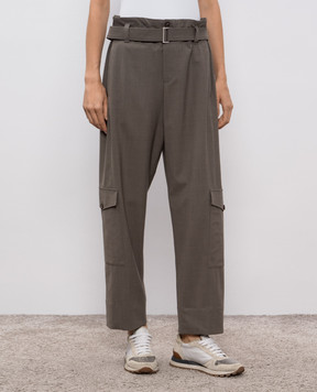 Brunello Cucinelli Коричневые брюки карго с шерстью M0W07P8979