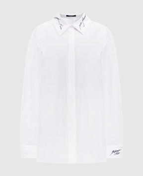 Balmain Белая рубашка с вышивкой логотипа EF1HS415CF43