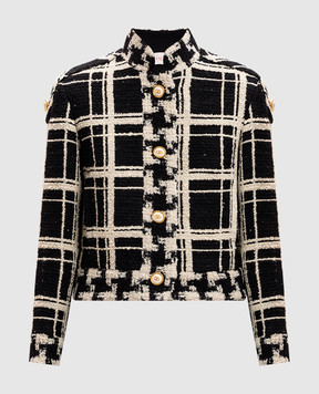 Valentino Черный твидовый жакет в клетку 6B3CJ3Q590N