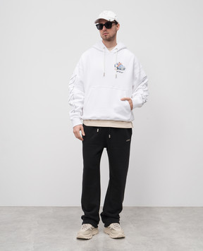 Off-White Біле худі з принтом Fresco з вишивкою OMBB085S25FLE005