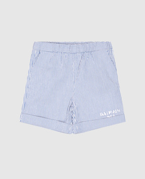 Balmain Детские синие шорты в полоску BW6629P0487
