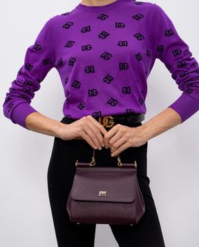 Dolce&Gabbana Фиолетовая кожаная сумка Sicily с логотипом BB6003B1001