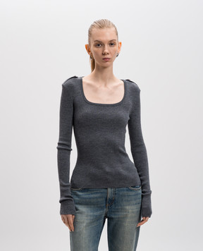 Alexander McQueen Сірий джемпер з вовни в рубчик 817005Q1BCE