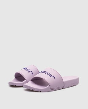 Off-White Фіолетові слайдери Bookish з фактурним логотипом OWIU001S25MAT001