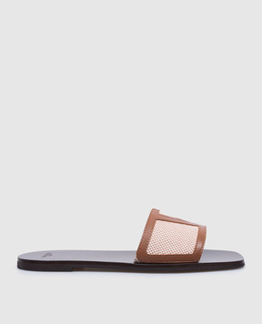 Valentino Коричневые комбинированные шлепанцы Viva Superstar Slide 6W2S0LK2JHB