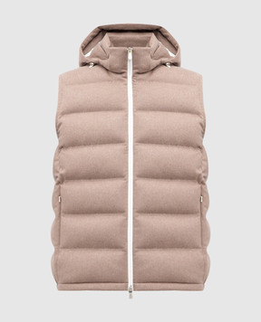 Brunello Cucinelli Бежевый пуховый жилет из шерсти MQ4631608
