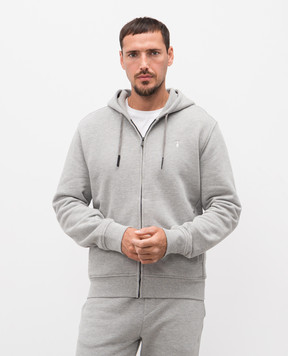 Trussardi Сіра меланжева спортивна куртка з вишивкою емблеми G8068500066NMF503F01