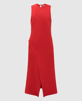 Christian Dior Червона сукня міді із шовку та вовни з розрізом 6C21630A1726