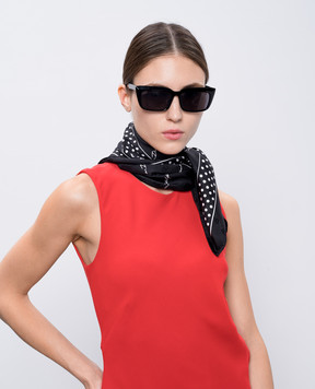 Dolce&Gabbana Черный платок из шелка в логотип шаблон. FN090RGDCQM
