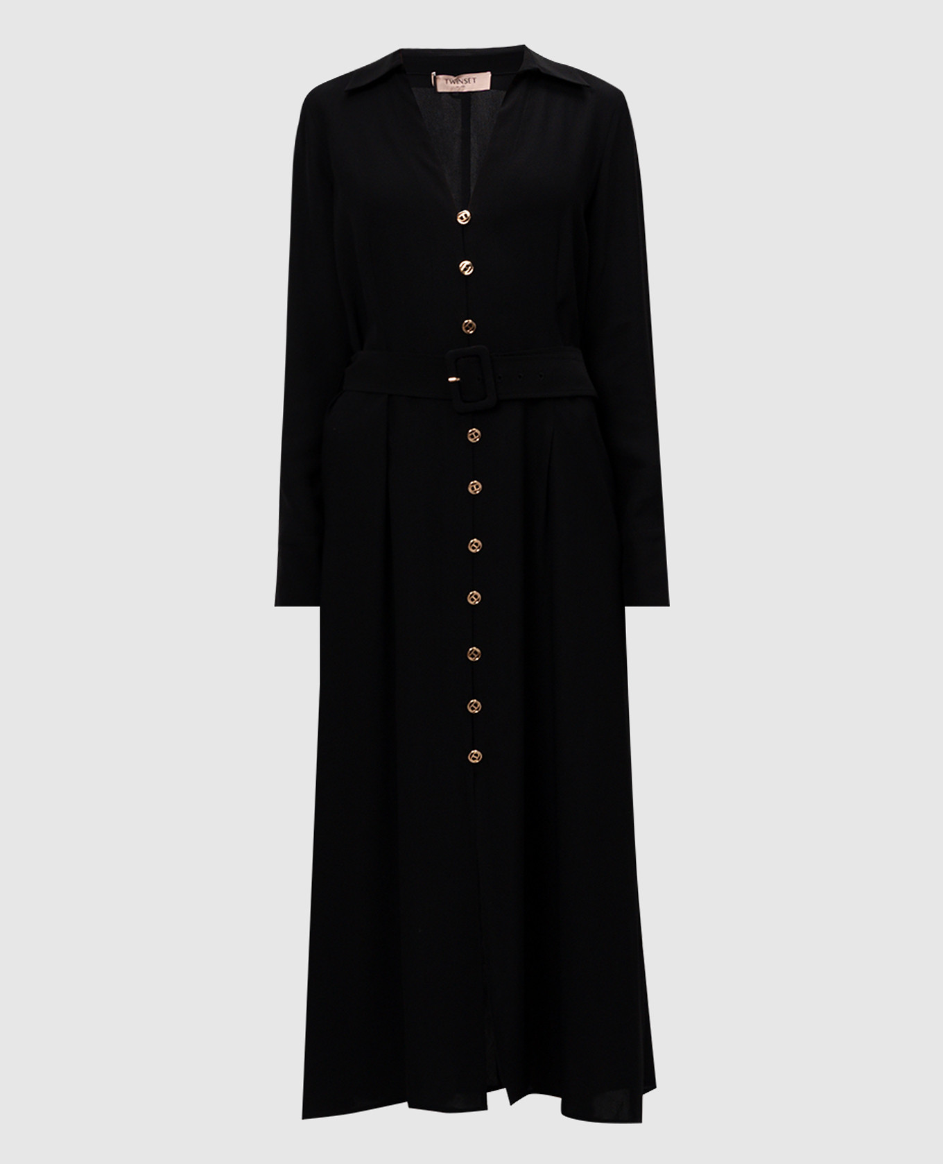 

Черное платье-рубашка с логотипом, Черный, Повседневные платья