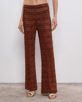Twinset Коричневые брюки клеш с люрексом 251TT3196