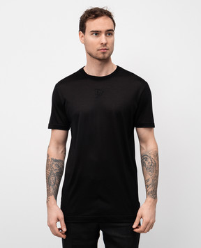 Dolce&Gabbana Черная футболка из шелка с логотипом монограмма G8RN8ZFU75F