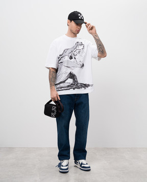 Off-White Белая футболка с принтом Big croco OMAA120S25JER005