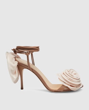 Magda Butrym Бежевые кожаные босоножки с аппликацией FLOWERSHOES528425