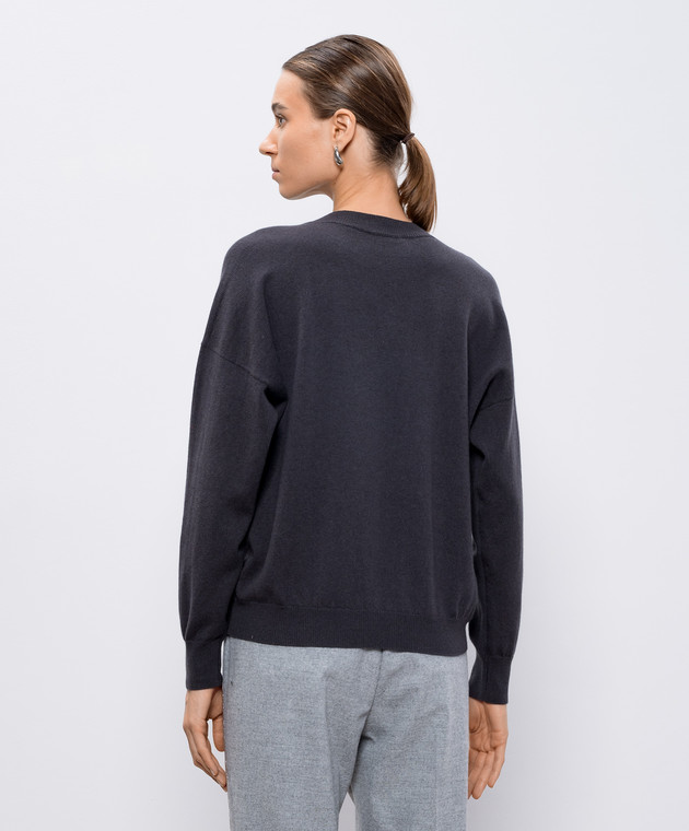 Peserico Серый пуловер из шерсти, шелка и кашемира с цепочкой мониль S99603F12B9018 изображение 4