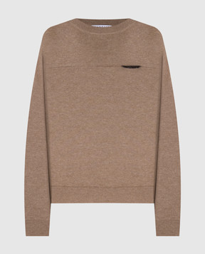 Brunello Cucinelli Коричневий джемпер з кашеміру з ланцюжком моніль M12212600P