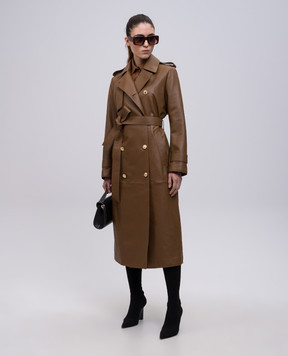 Mackage Коричневий шкіряний двобортний тренч GAEL GAELV