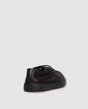 Santoni Чорні шкіряні кросівки на хутрі MBCD21533NEAPECE