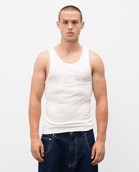 Vetements Біла майка в рубчик з логотипом MH76TT220W