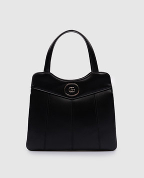 Gucci Чорна шкіряна сумка з металевим логотипом GG 745918AABSG