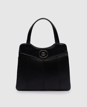 Gucci Черная кожаная сумка с металлическим логотипом GG 745918AABSG