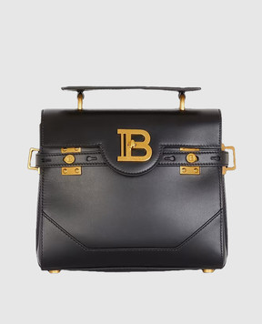 Balmain Черная кожаная сумка-сетчел B-Buzz 23 с монограммой логотипа DN1DB526LAVE