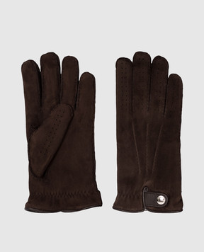 Brunello Cucinelli Коричневые замшевые перчатки MPMLV93608