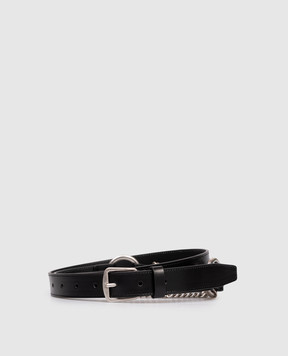 Ann Demeulemeester Чорний шкіряний ремінь Dine з ланцюжком B0013254LT128