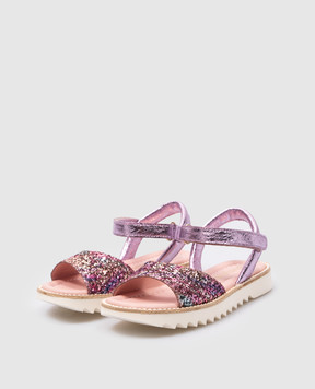 Pretty Ballerinas Детские фиолетовые комбинированные босоножки Esti с глитером 49896