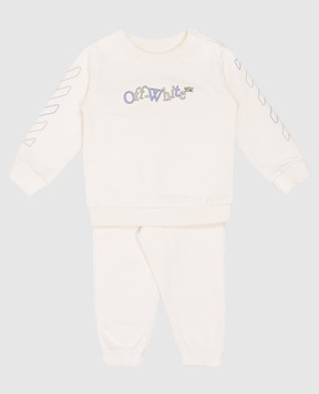 Off-White Дитячий бежевий спортивний костюм з принтом логотипа OB2X002F24FLE002