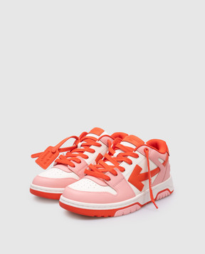 Off-White Детские розовые кожаные кроссовки Out of office с логотипом OGIA007S25LEA001