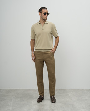 Loro Piana Брюки цвета хаки из льна FAO7210