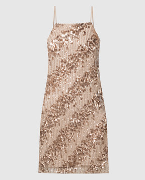 Max & Co Бежева сукня міні CALATE з паєтками CALATE