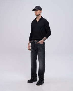 Versace Черные джинсы с кожаным патчем логотипа 10194621A13718