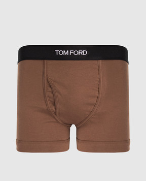Tom Ford Коричневые трусы-боксеры с узором логотипа T4LC31040
