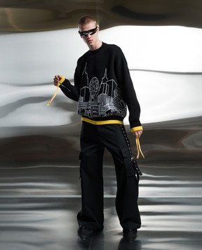 Off-White Черные брюки с ремешками OMCF040S24FAB001