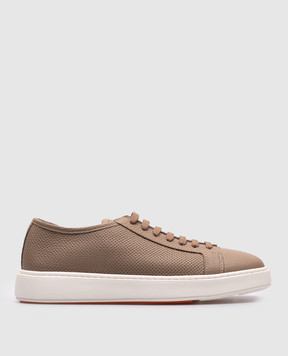 Santoni Коричневі шкіряні кросівки з перфорацією MBCD21443BARCDIK