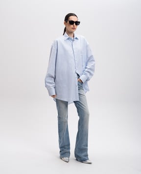 Vetements Блакитна сорочка у візерунок логотипа UA66SH400L